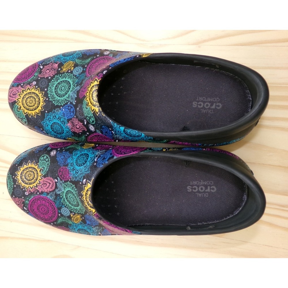 Crocs Neria Pro II Clog Bright Paisley Multicolor Floral Print Womens 11 Slip-On - Picture 6 of 9